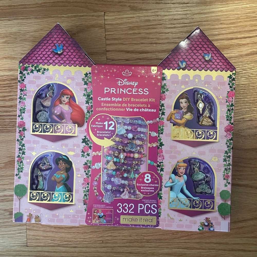 Disney Princess Castle DIY Bracelet Kit with Pink and Blue Beads